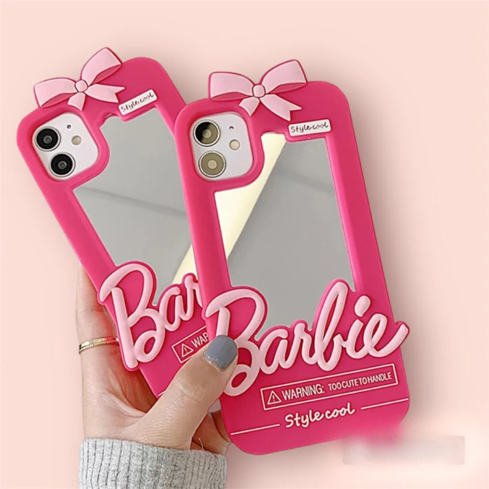 iPhone Cute Pink Luxury Lady Mirror Barbie Soft Silicone Case